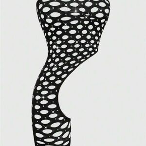 Black Fishnet Rhinestone Bodysuit